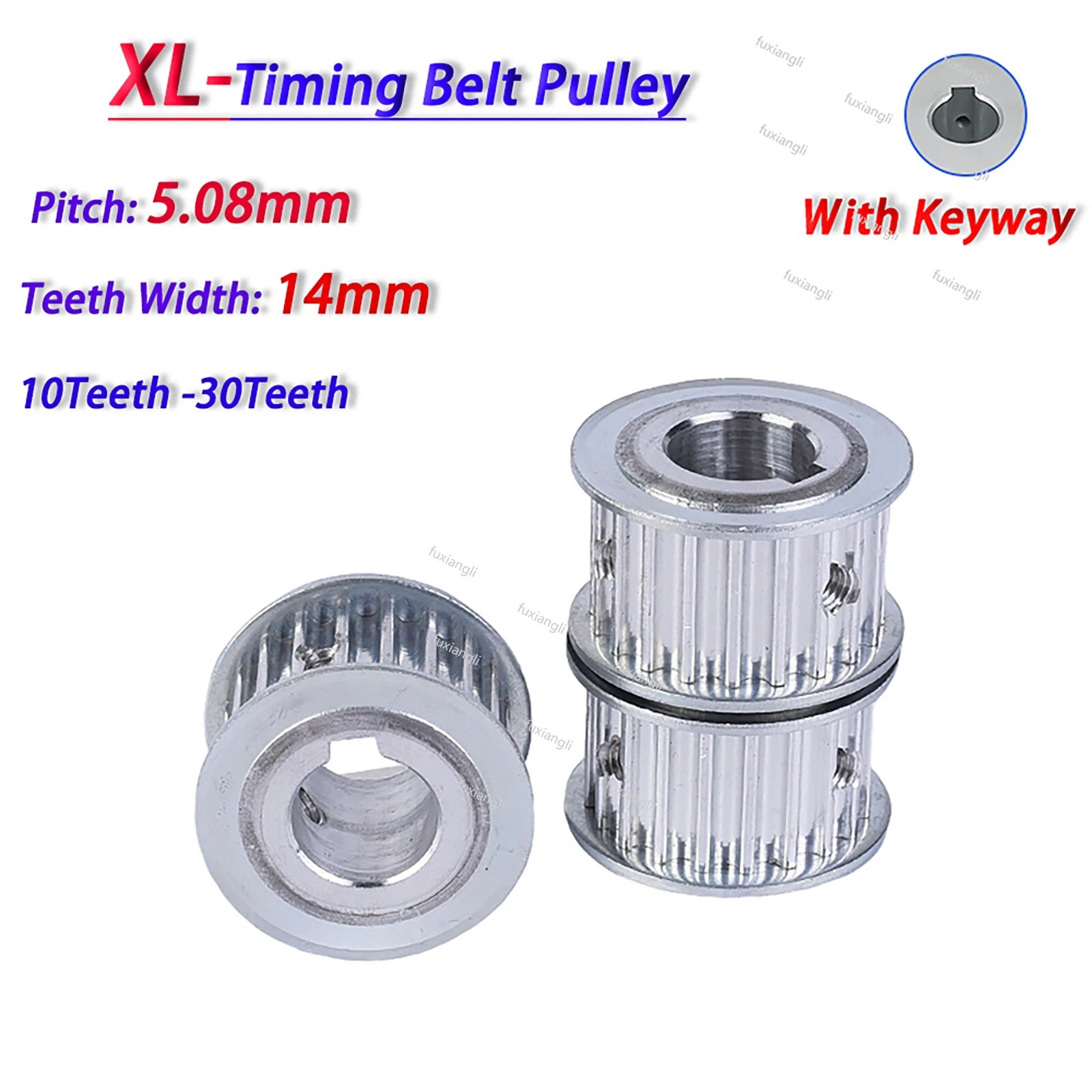 XL 10T-30T Timing Belt Pulley Pitch 5.08mm AF-type With Keyway Teeth Width 14mm