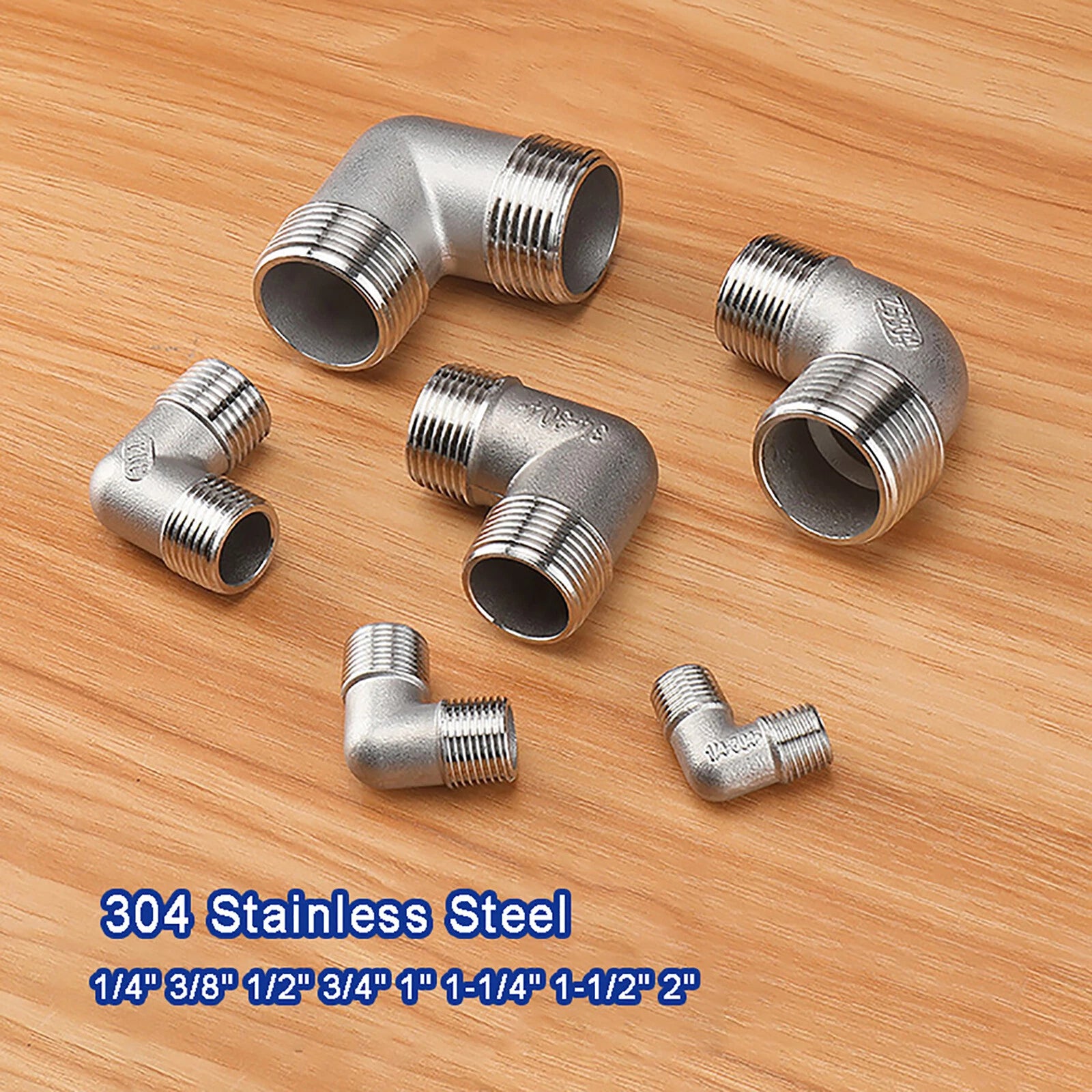BSP Male to Male 304 Stainless Steel 90° Elbow Pipe Fitting — 1/4" to 2"