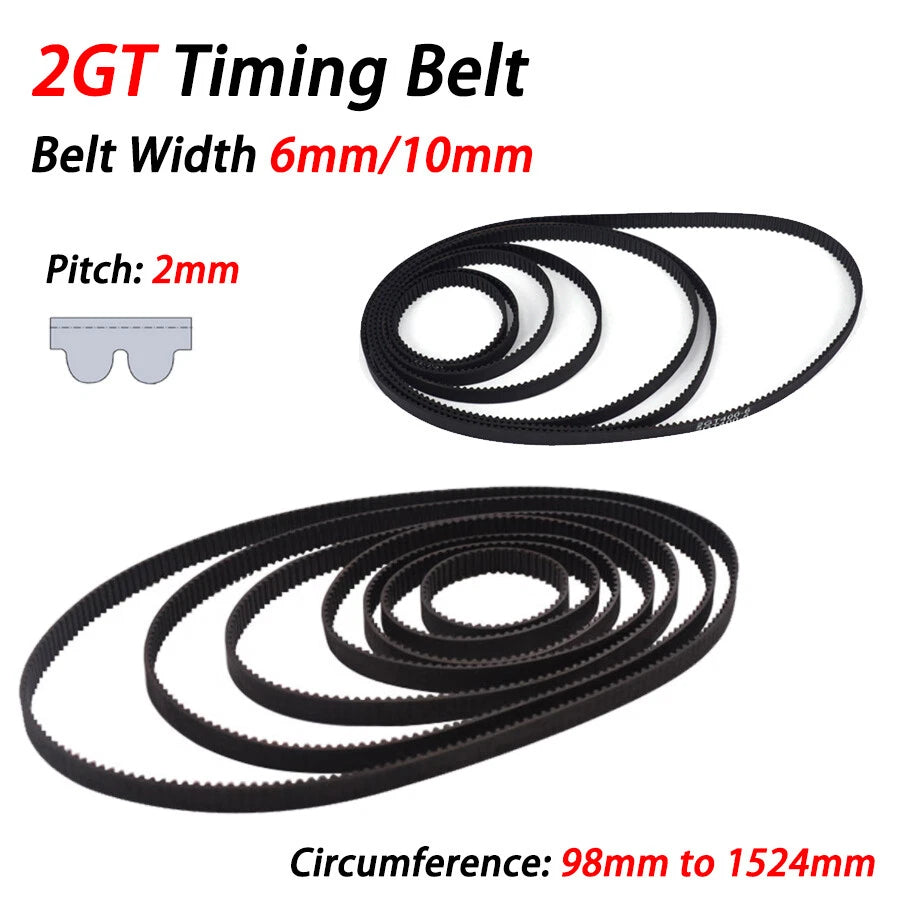 2GT Closed Loop Timing Belt — 2mm Pitch, 6mm & 10mm Width, for 3D Printer & CNC