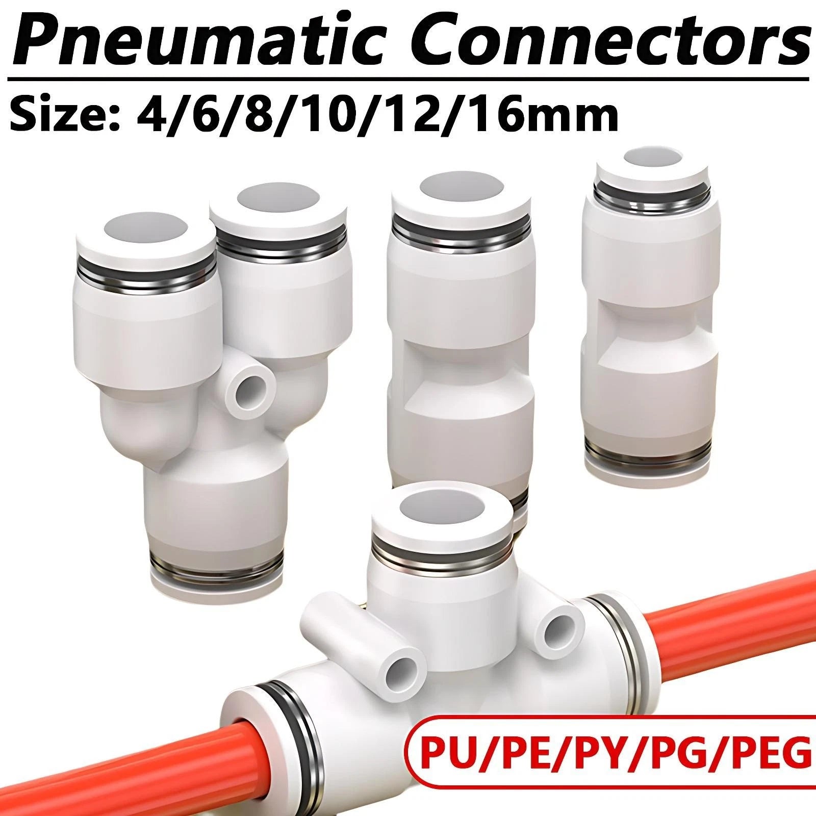 Pneumatic Push Fit Connectors Air Hose Speed Push In Fittings PU PE PY PG PEG