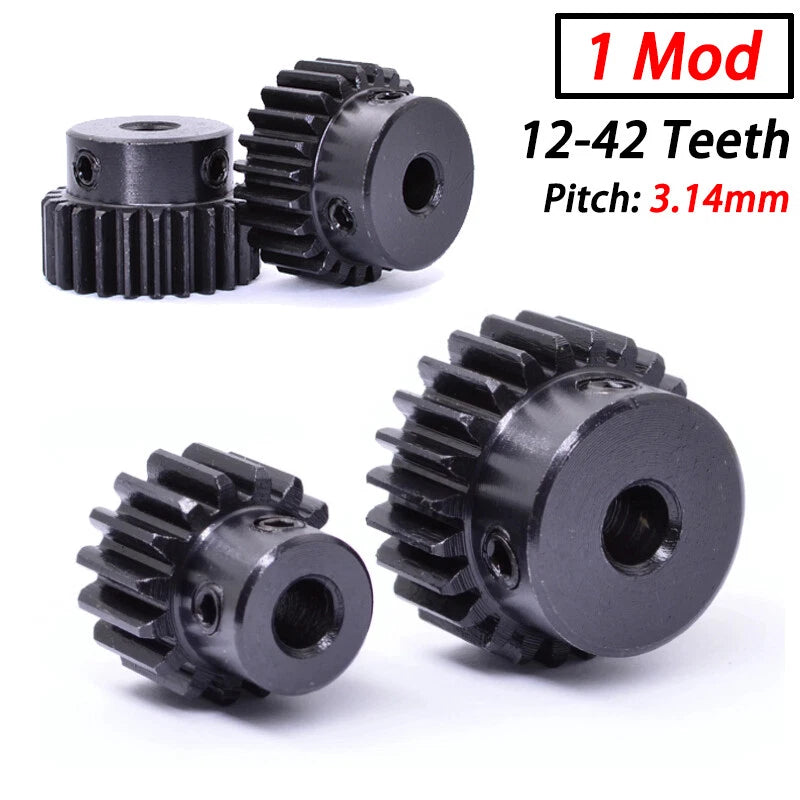 1 Mod 45# Steel Pinion Spur Gears 12-42 Teeth 5-16mm Bore With Screw Hard Tooth