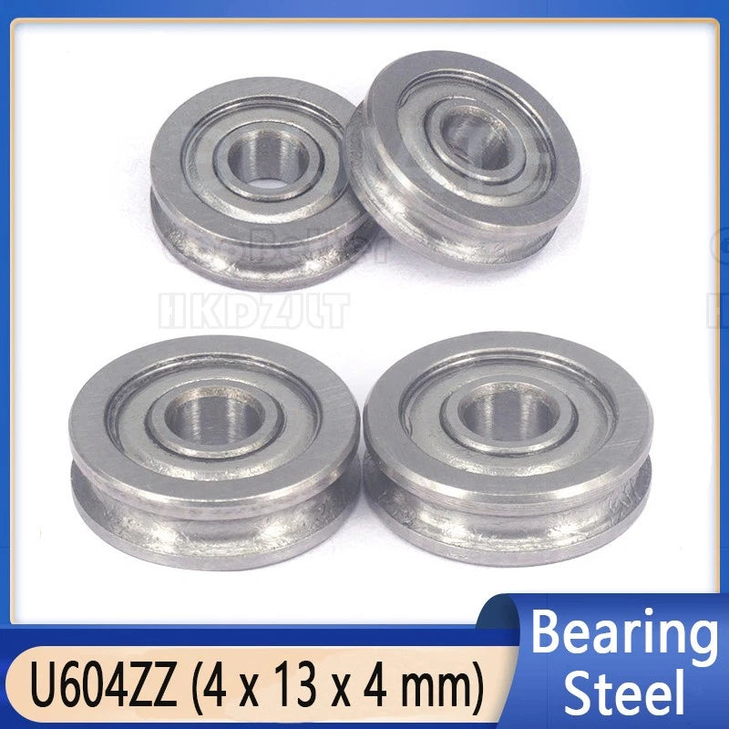 Metal U Groove Sealed Guide Wheel Pulley Rail Ball Bearing U604ZZ 604UU 3D