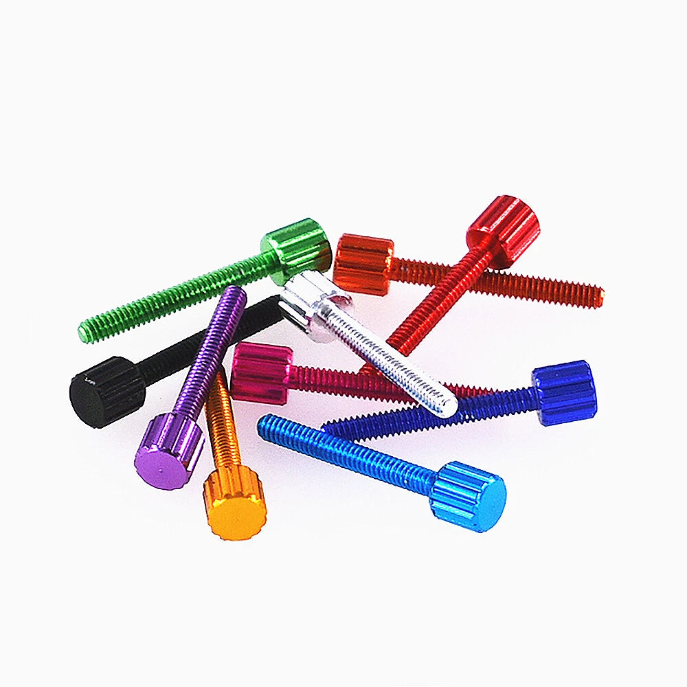 M2×12mm Aluminum Knurled Thumb Screws — Flat Head, 10 Colors, Computer & DIY