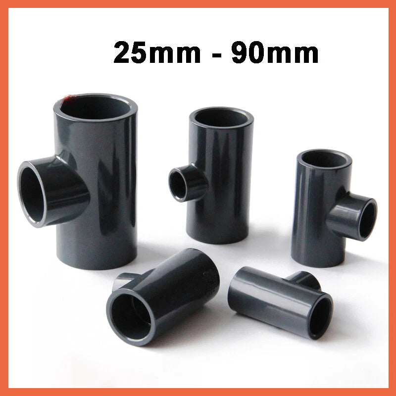 PVC Reducing Tee Pipe & Fittings Solvent Weld Pressure Adapter Connector Black