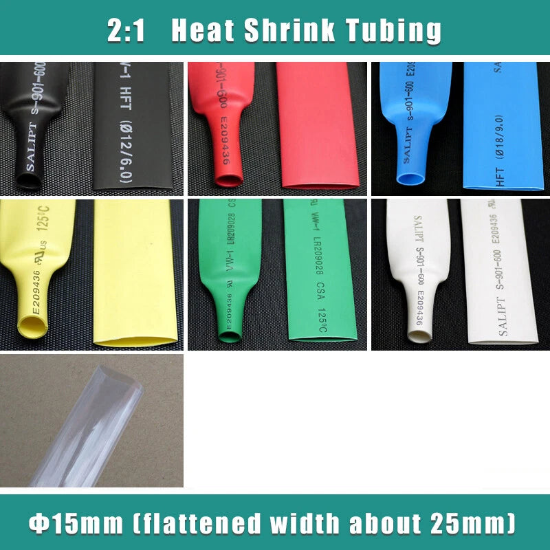 15mm Heat Shrink Tubing 2:1 Ratio – Electrical Cable Sleeving & Wire Insulation