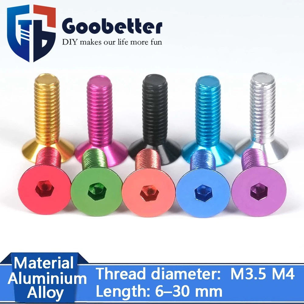 M3.5 / M4 Countersunk Hex Socket Screws — Anodized Aluminum Alloy, 10 Colors