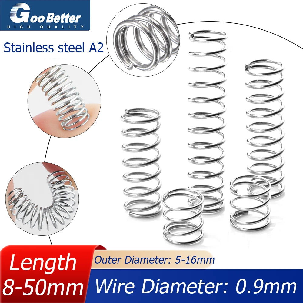Compression Spring Wire Dia 0.9mm Pressure Small Stainless steel 8-50mm Length