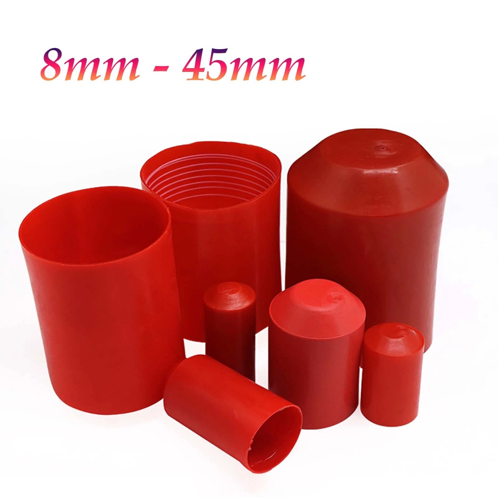 Heat Shrink End Caps with Adhesive Lining, Red — 5 Pack (8mm–45mm)