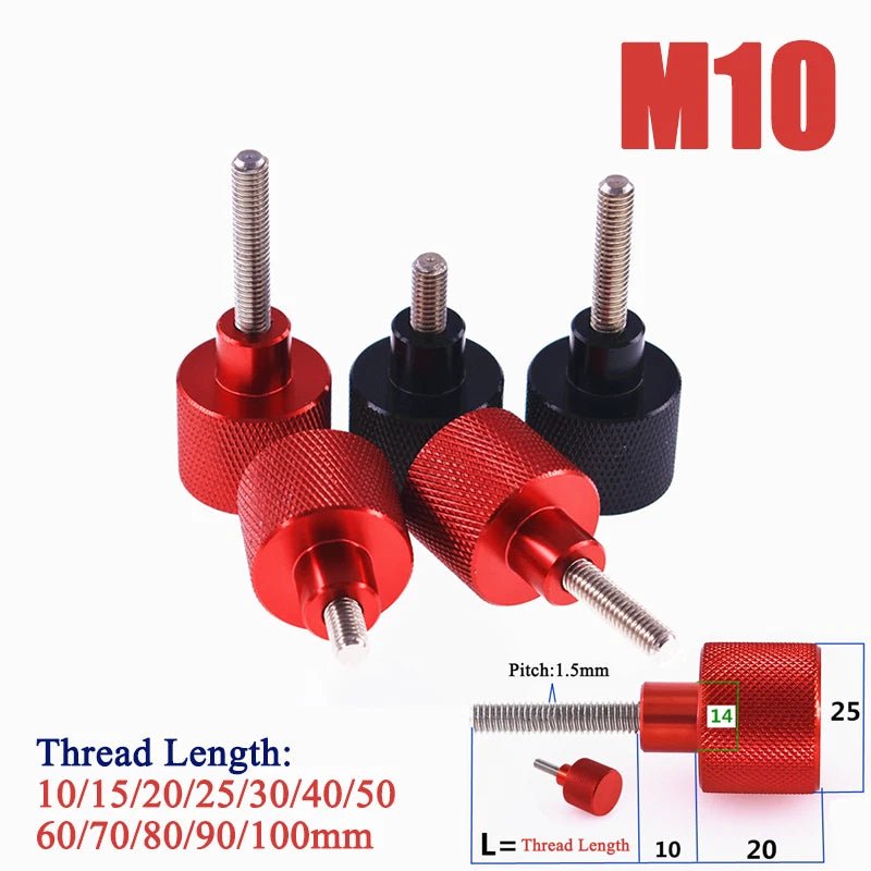 M10 Knurled Thumb Screws – Stainless Steel Hand Grip + Aluminum Alloy Threaded Shank (10–100mm) - HomeDIYer