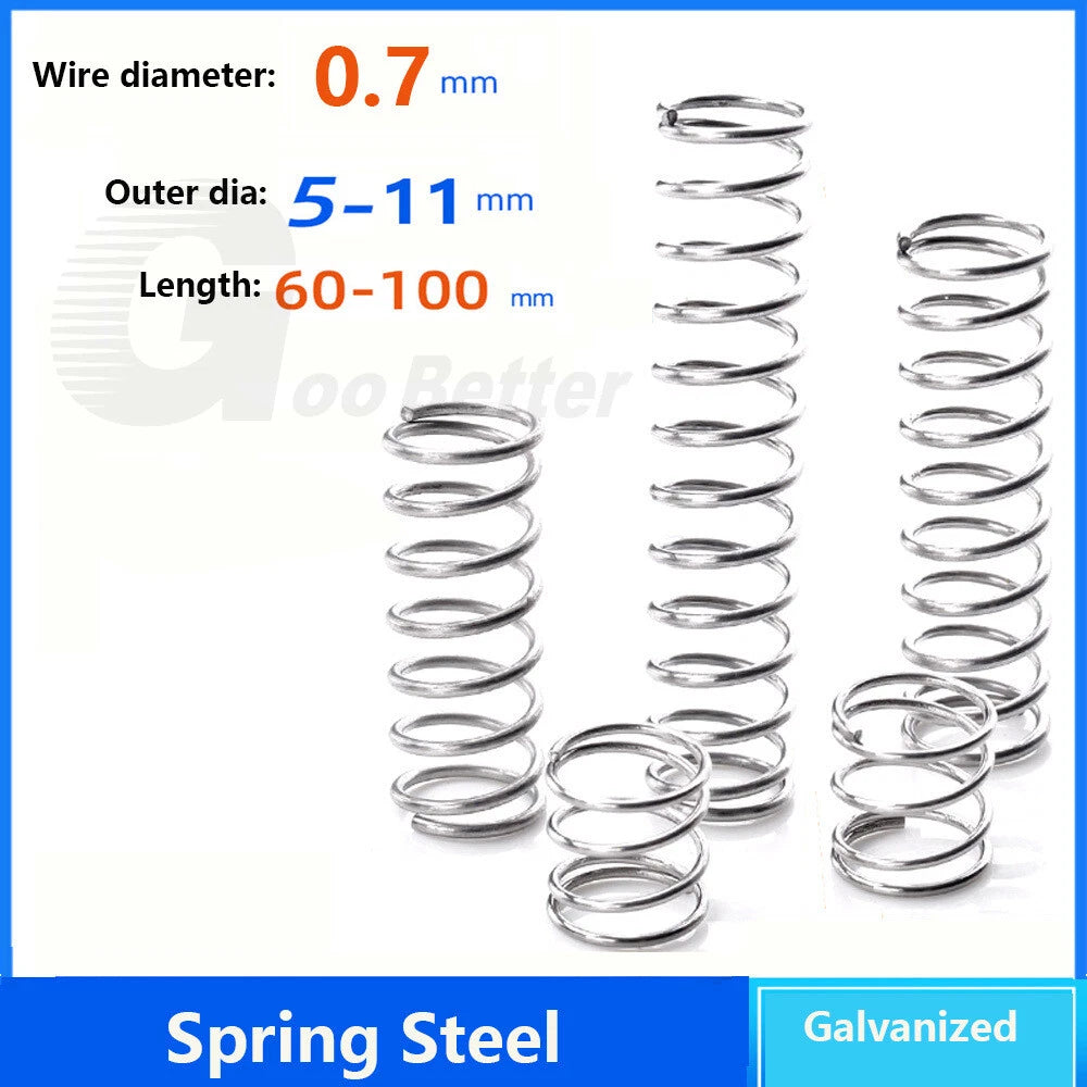 0.7mm Wire Dia 5-11mm Diamete L= 60-100mm Small Springs Compression Spring Steel