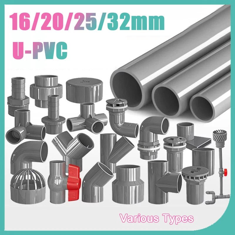 PVC Metric Pipe Fittings for Aquarium & Fish Tank — Straight, Elbow, T-piece, Ball Valve & More