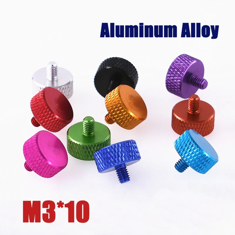 M3*10 Aluminum Alloy Knurled Thumb Screws Hand Grip Knob Bolts Thread L:10mm