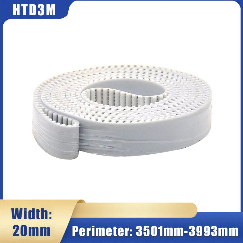 HTD3M Timing Belt 20mm Wide — Polyurethane Steel Wire, Perimeter 3501–3993mm