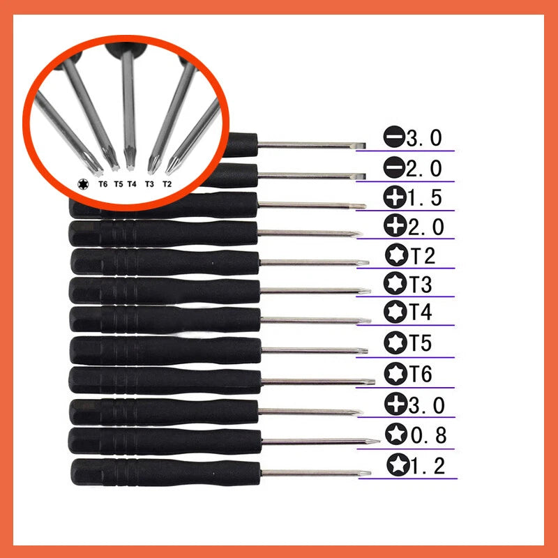 Precision Screwdriver Set — Phillips, Flat, Torx & Pentalobe, Micro Soft-Grip Handles