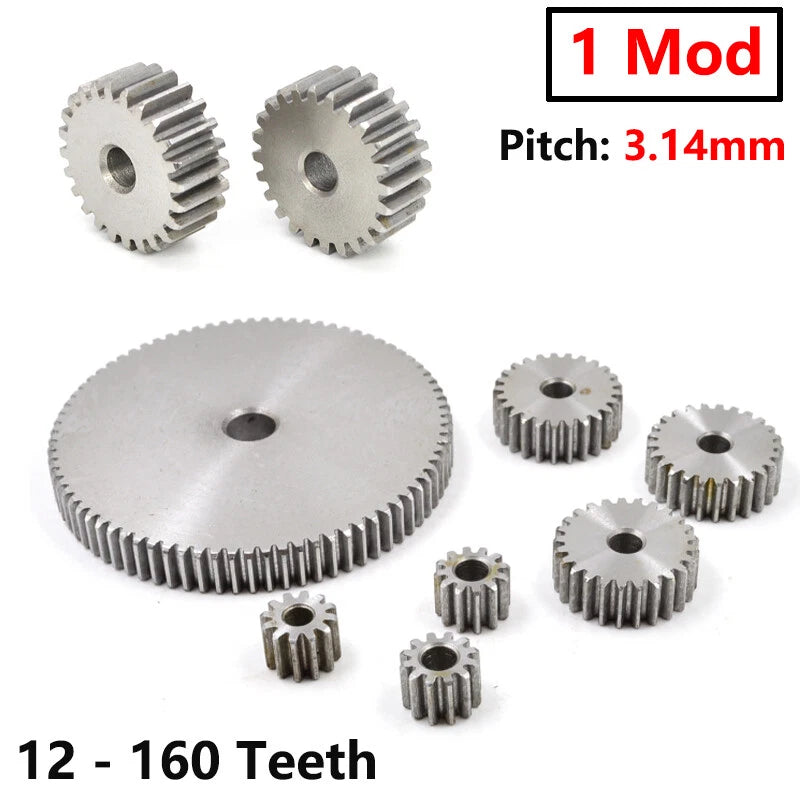 1 Mod 45# Steel Spur Gears Pinion Gear Thickness 10mm 12-160 Teeth For 3D CNC