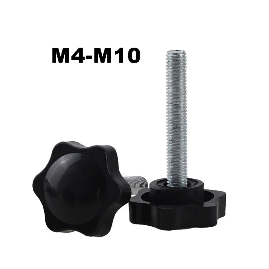 M4-M10 Plastic Star Thumb Screws with Carbon Steel Bolt – Hand Knob Fasteners