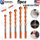 5-Piece Triangular Shank Drill Bit Set — Alloy Steel, Multi-Material (6–12mm)