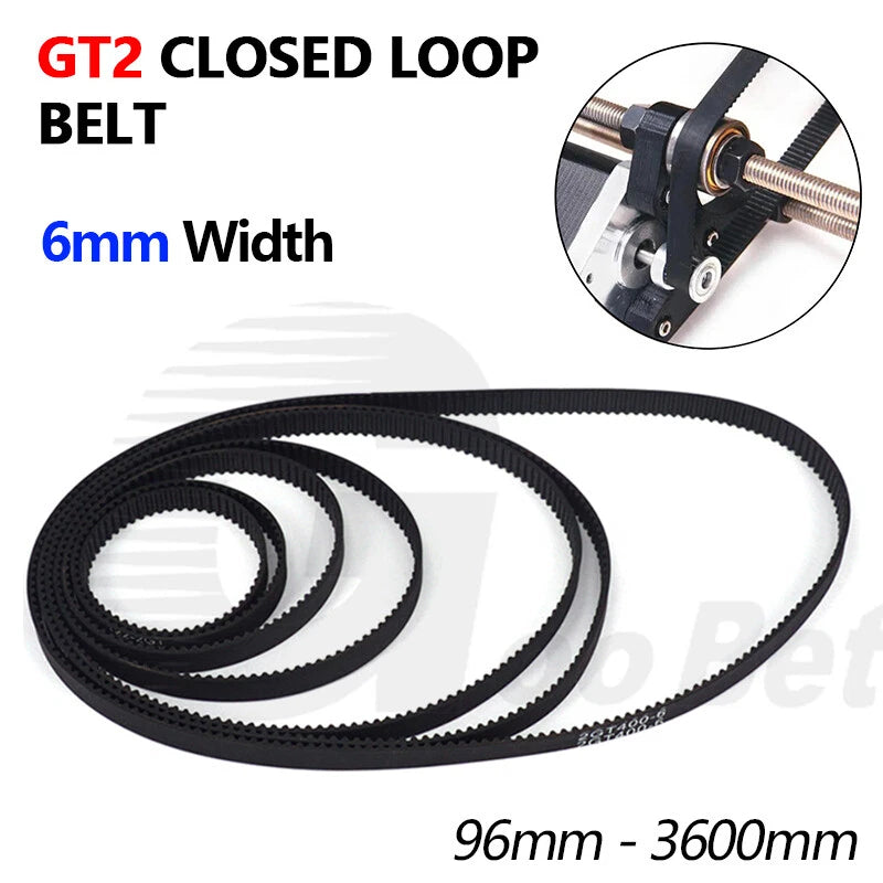 GT2 Closed Loop Timing Belt – 6mm Wide, 2mm Pitch | 48T to 1800T for 3D Printer & CNC