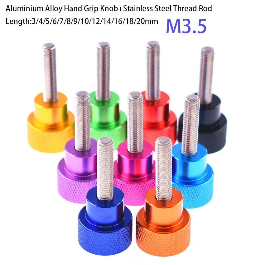 M3.5 x4-20mm Knurled Thumb Screws Aluminium Alloy Hand Grip Knob Bolts High Type