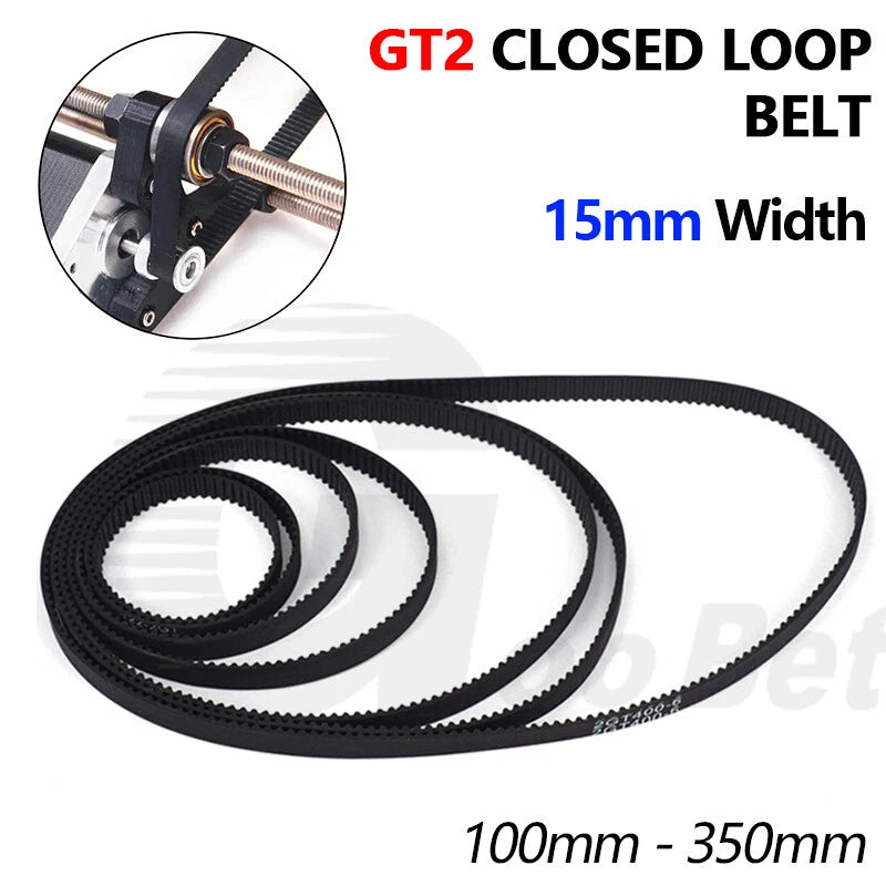 GT2 Closed Loop Timing Belt — 15mm Wide, 2mm Pitch | 50T–175T
