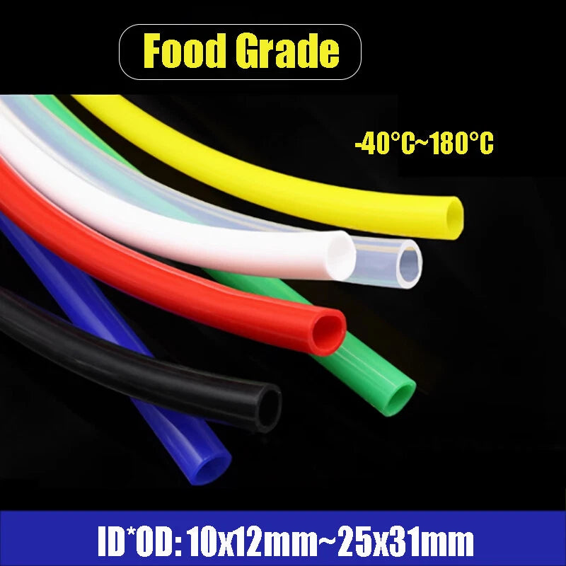 Food Grade Silicone Tube | Flexible Rubber Water Hose | 0.5mm–25mm ID, Multiple Colors