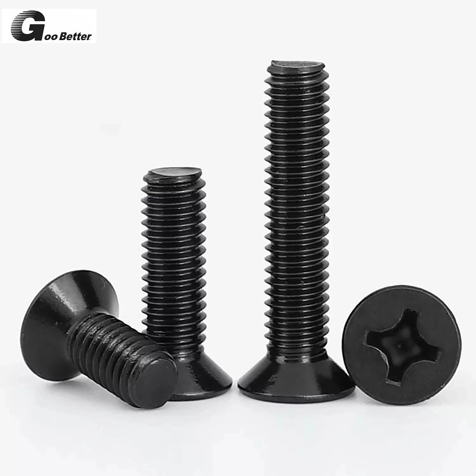 M1–M2.5 Black Phillips Countersunk Machine Screws – Micro Flat Head Bolts, Fully Threaded