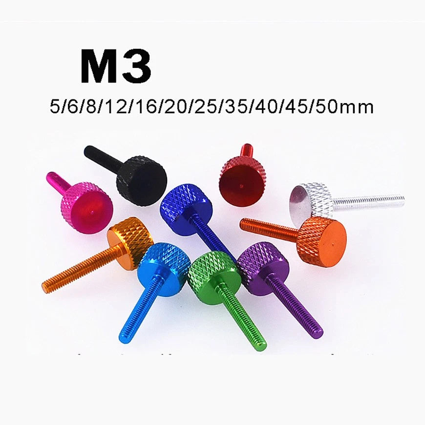 M3*5/6/8/12/20/25/35/40/50mm Aluminum Alloy Bolts Knurled Flat Head Thumb Screws