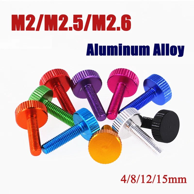 M2 & M2.6 Anodized Aluminum Knurled Thumb Screws – Hand Grip Bolts (4/8/12/15mm Lengths) - HomeDIYer
