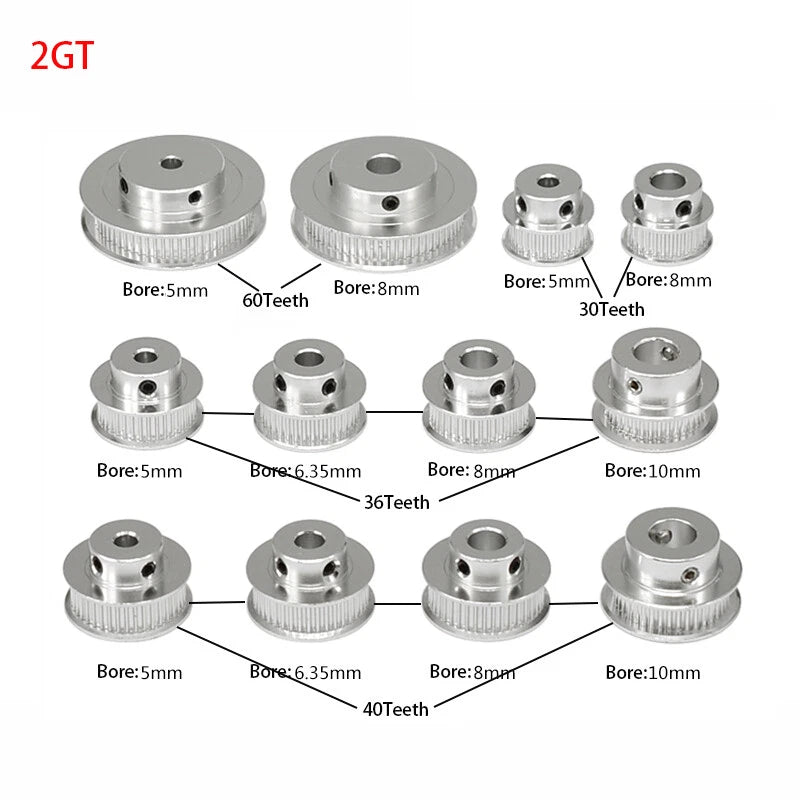 2GT Timing Belt Pulley 30 36 40 48T Taper Lock 2mm Pitch 6mm Wide CNC ROBOTICS