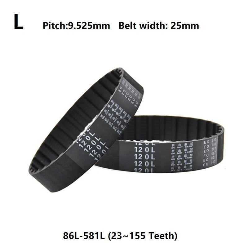 L-Series Rubber Timing Belt 86L–581L | 9.525mm Pitch 25mm Width | 1 or 2 Pack