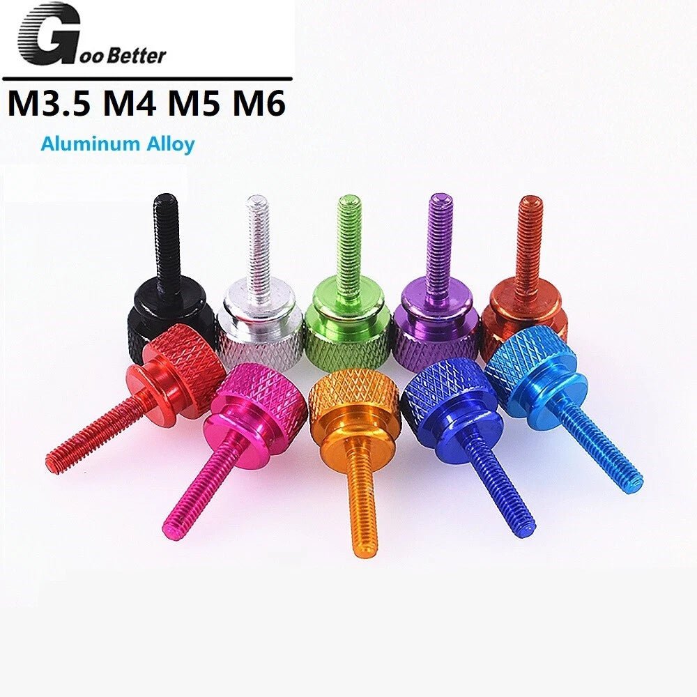 M3.5–M6 Anodised Aluminium Knurled Thumb Screws – Hand Grip Knob Bolts (Colourful, PC Modding, DIY) - HomeDIYer