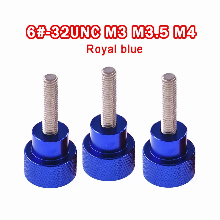 Aluminum +Stainless Steel Knurled Thumb Screws 6#-32 M3 M3.5 M4 Bolts Royal blue
