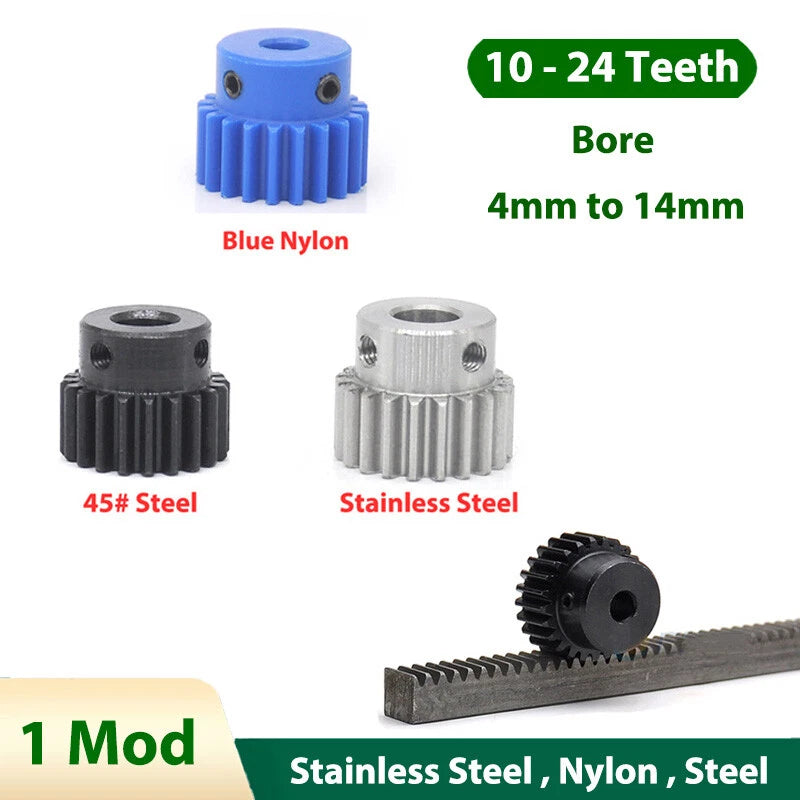 1 Mod Spur Gear Pinion Gears with Step Transmission Stainless Steel,Nylon,Steel