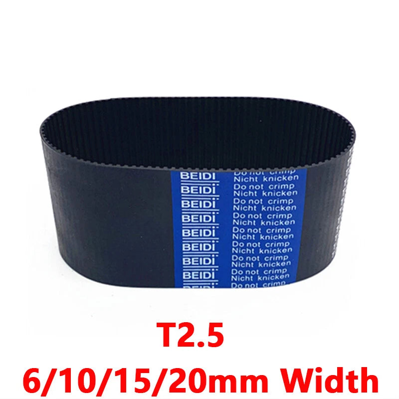 T2.5 Closed Loop Timing Belt — 2.5mm Pitch, 6/10/15/20mm Width, 105–3650mm for CNC & Pulley Drives