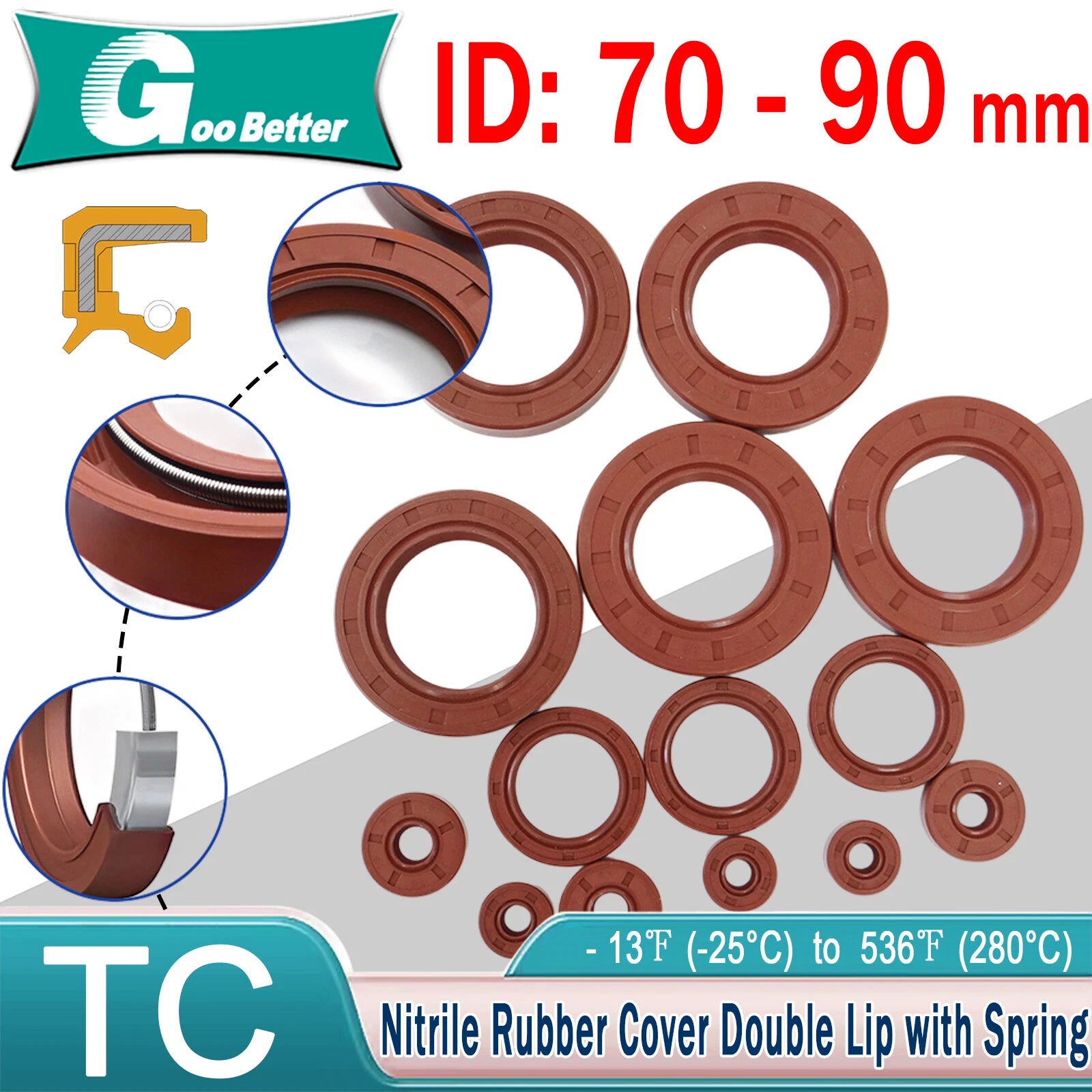 OIL SEAL - Metric R23 TC Lip Arrangement Rotary Shaft Seal - 70 72 75 80 85 90mm