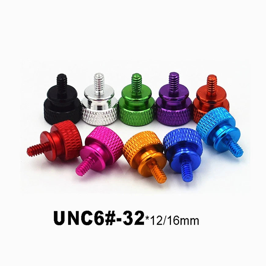 UNC #6-32 Aluminium Anodised Knurled Thumb Screws — 12mm & 16mm, 10 Colors