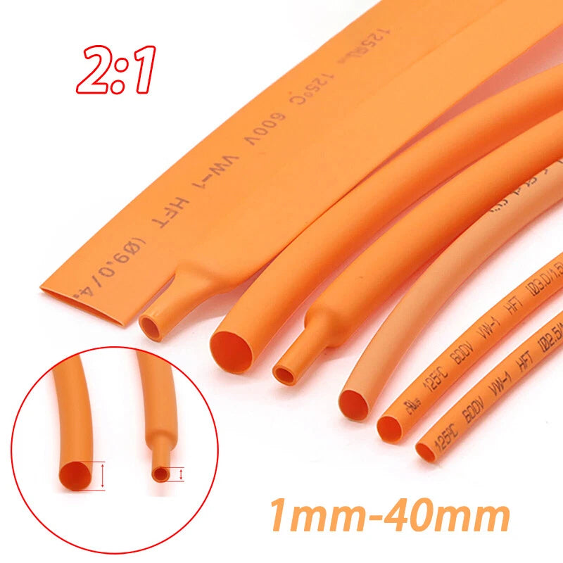 Orange Heat Shrink Tubing 2:1 — Wire Wrap Sleeving Ø 1mm to 40mm