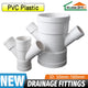 PVC 4-Way Oblique Equal Reducer Drainage Pipe Connectors Tube Fittings Adapters