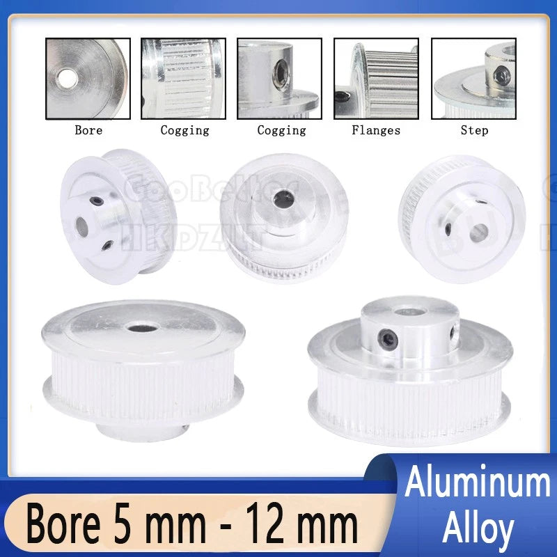 2GT Timing Belt Pulley 60 Teeth 5 mm - 12 mm Bore, for 10 mm Width 3D CNC