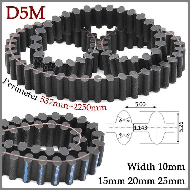 D5M Double-Sided Timing Belt – Closed Loop Synchronous Belt, 15/20/25mm Wide