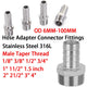 Male NPT Hose Barb Adapter Fittings – 316L Stainless Steel