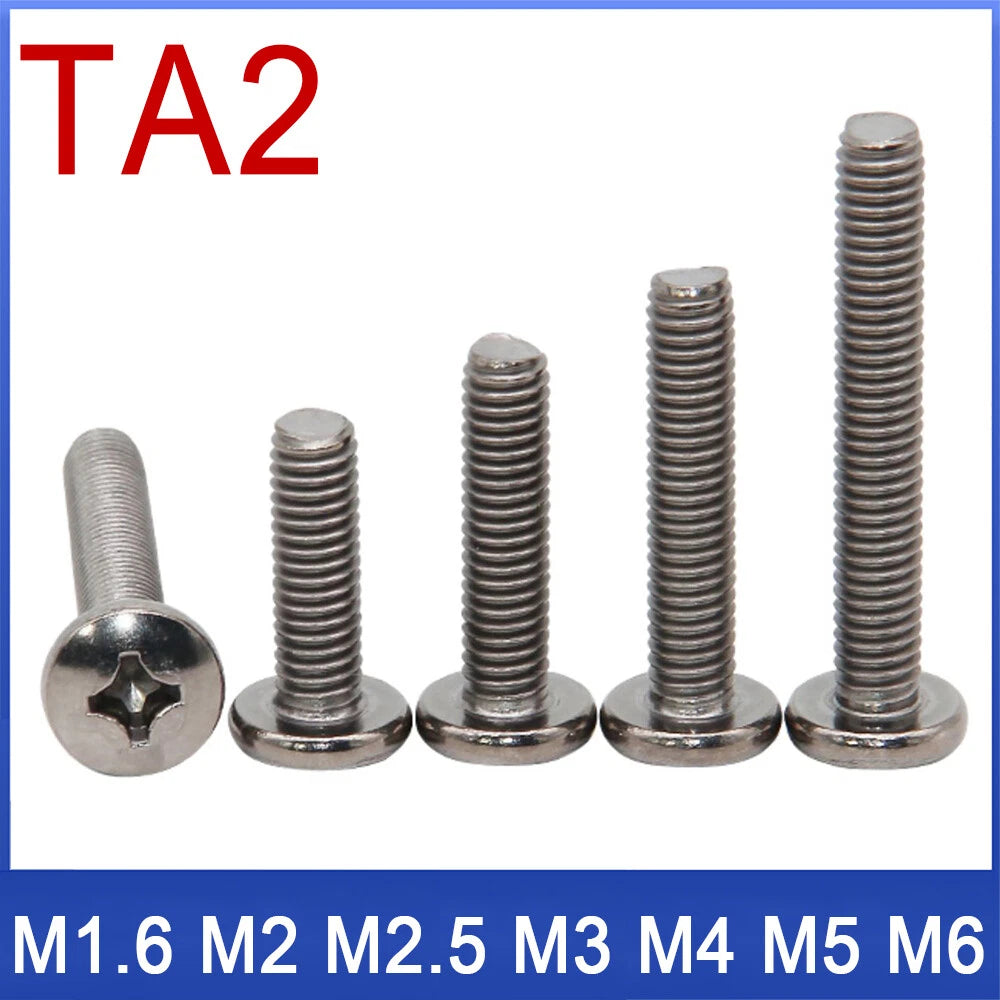 M1.6–M6 TA2 Titanium Pan Head Pozi Screws – Ultra‑Strong, Corrosion‑Resistant, 2–50mm Lengths