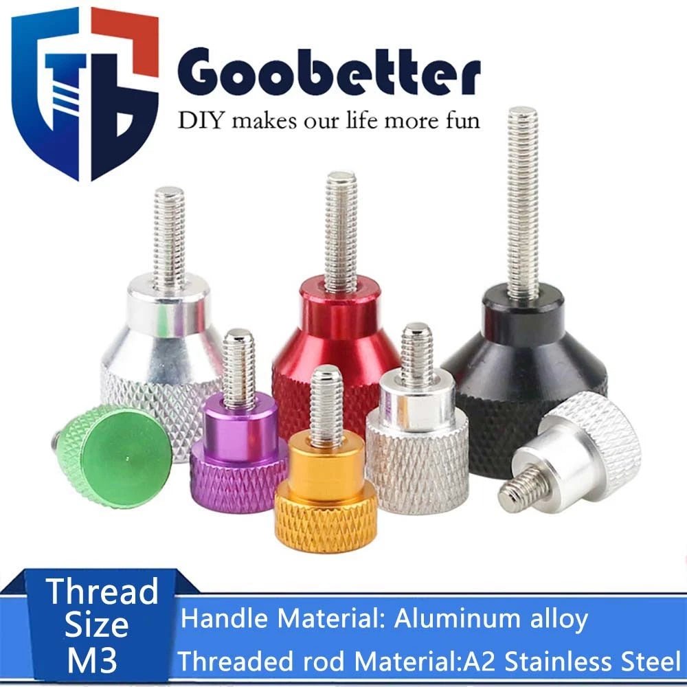 M3 Knurled Thumb Screws – Anodized Aluminum Handle + A2 Stainless Steel Thread, Hand Grip Bolts - HomeDIYer
