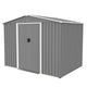 8x6 FT Metal Storage Shed Sliding Lockable Doors Steep Roof Floor Frame All-Weather Gray