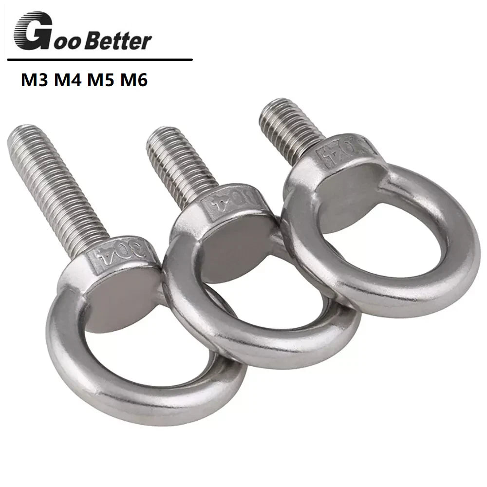 304 Stainless Steel Eye Bolts M3–M6 | Lifting Eye Screws with O - Ring Loop - HomeDIYer