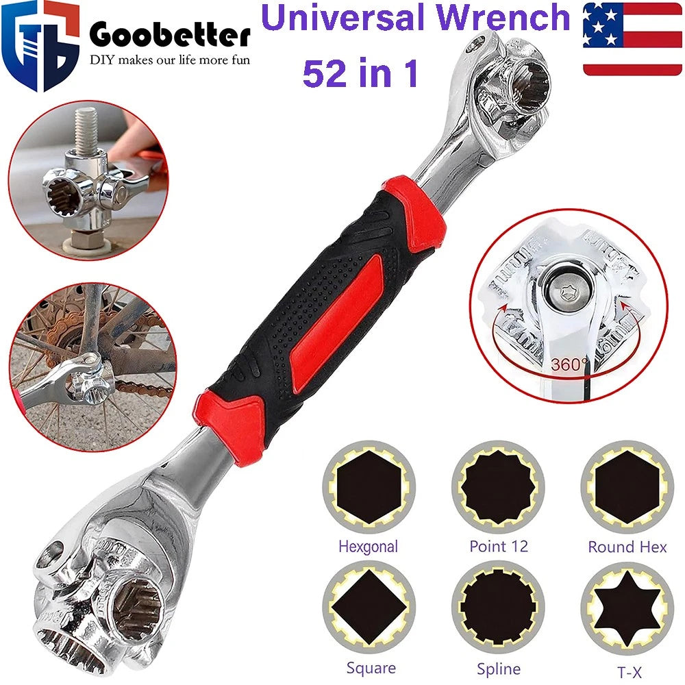 52 in 1 Universal Socket Wrench Multifunction 360° Rotating Head Spanner Tool