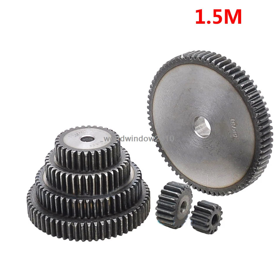 45# Steel Spur Gear 1.5M12T-60T Metal Mod 1.5 Pinion Gear 12-60 Tooth Moter Gear