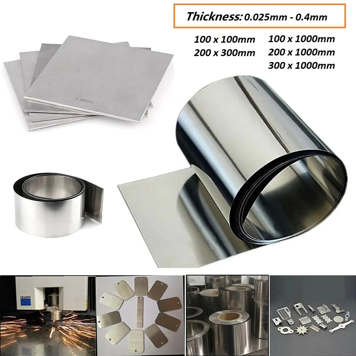 304 Stainless Steel Foil Sheet Strip — 0.01mm to 0.4mm Thin Metal Shim Plate