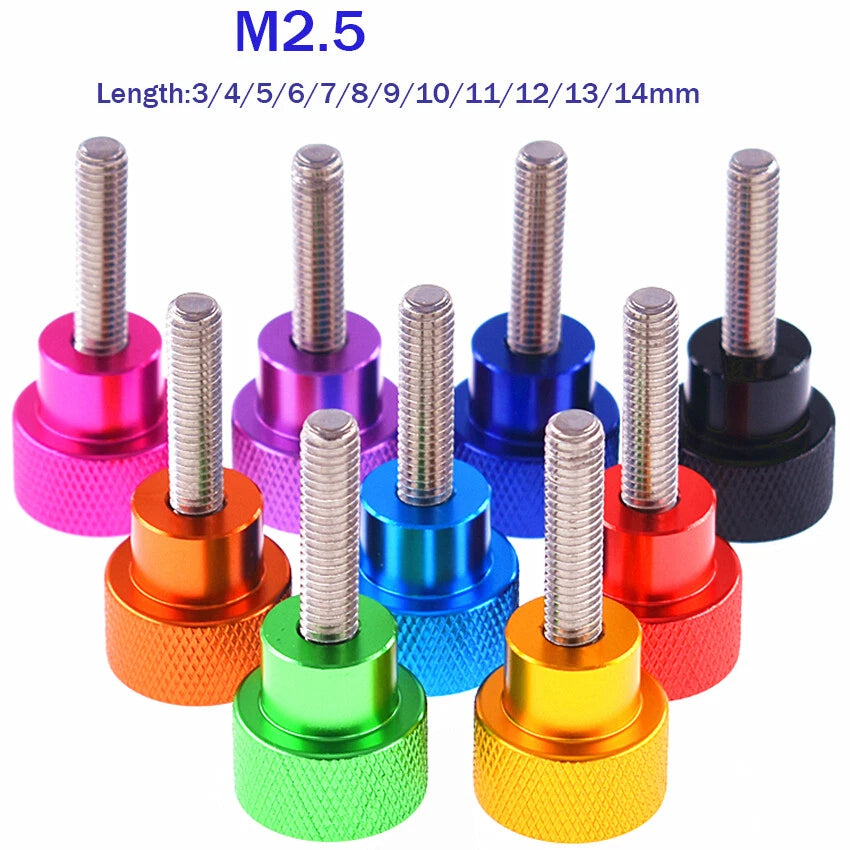 M2.5 Knurled Thumb Screws Aluminium Alloy — High-Profile Hand Grip Knob Bolts (3mm–14mm)