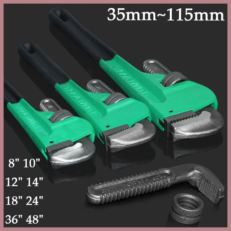 Heavy Duty Pipe Wrench Adjustable Plumbers Wrench Water Pump Plier 35mm~115mm